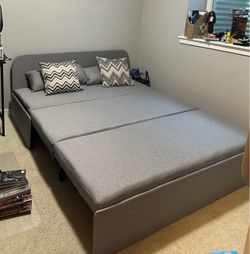 Gray Fabric Pull-Out Sleeper Sofa