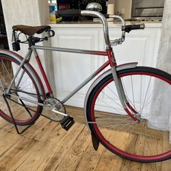 Antique pre war 1920s Excelsior Bicycle Wooden Rims leather