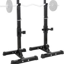 Max.550lbs Steel Squat Rack Adjustable 40"- 66" Barbell Free-press Bench Workout Home Gym