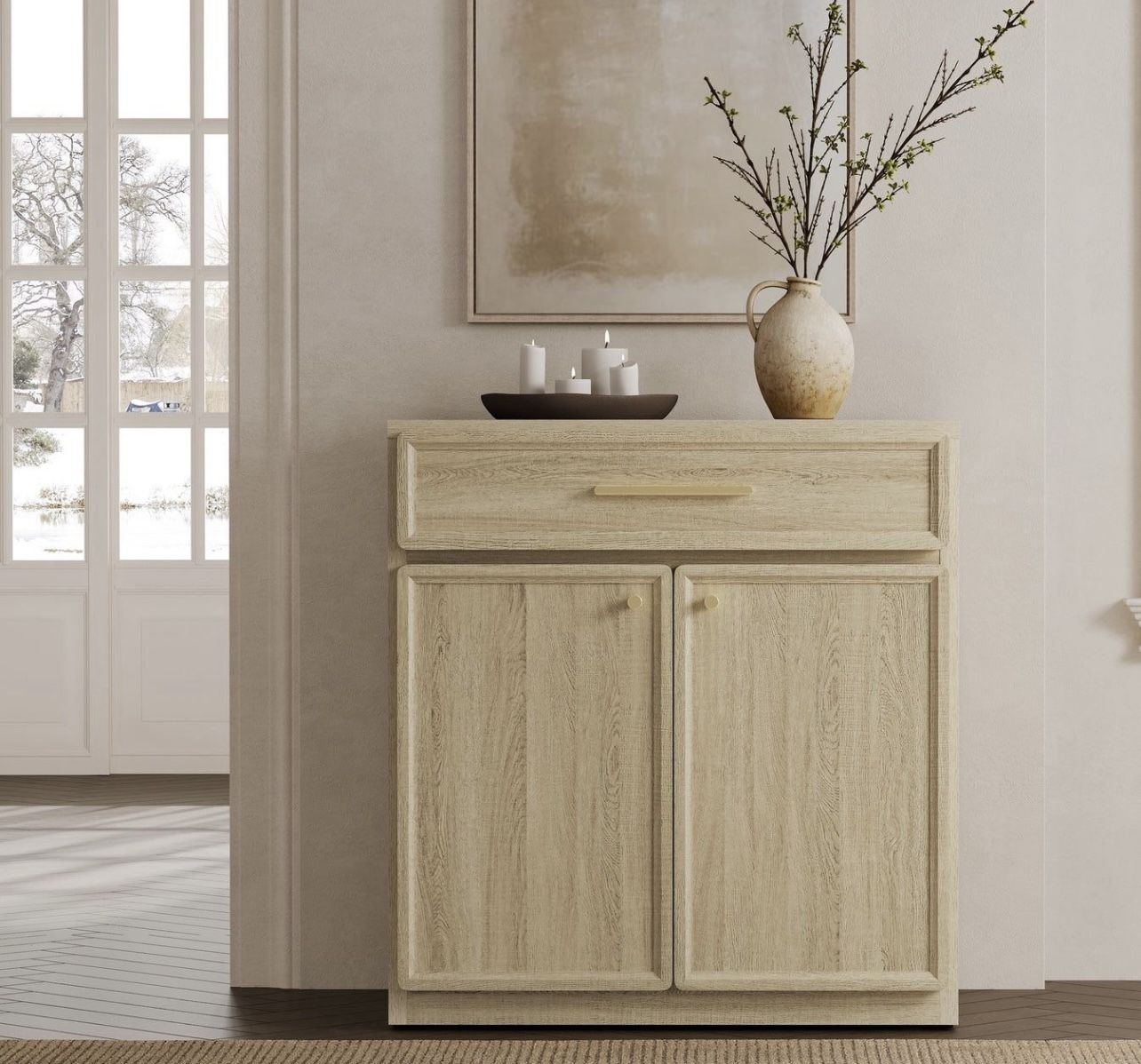 Crescent Storage Buffet Cabinet with Drawer Large Sideboard with Door
