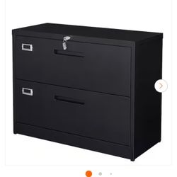 Black Lateral Cabinet with 2 Drawers 