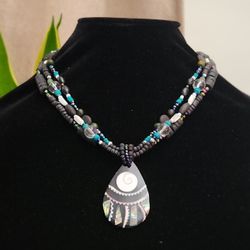 Black Beaded Necklace 