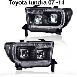 Black Headlight Projectors With Sequential Turn Signals DRL Lights 