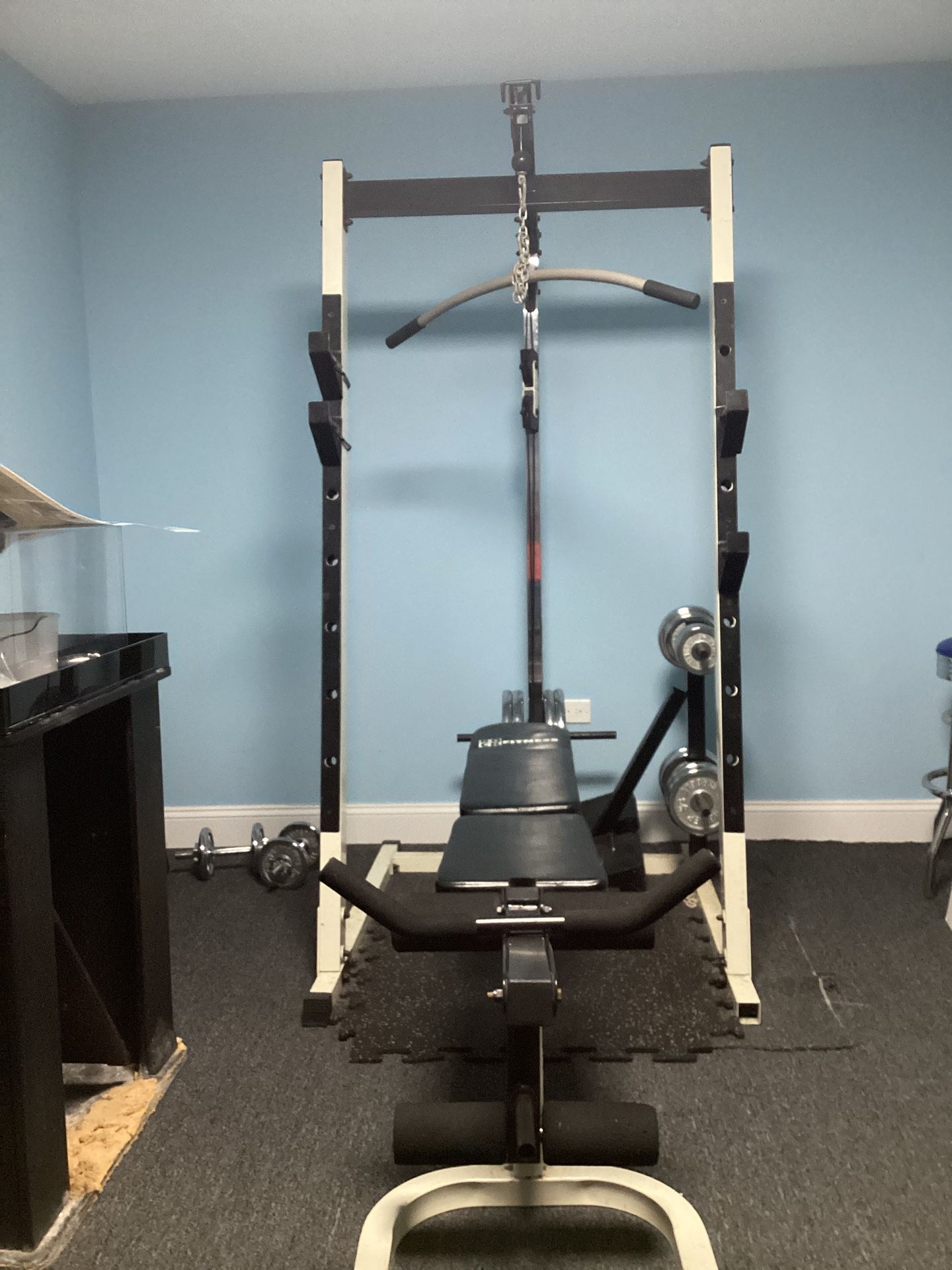 Weight Bench And Utility Cage