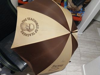 VINTAGE RARE 44" TEACHERS SCOTCH WHISKEY Large Nylon Handle Golf Rain Umbrella