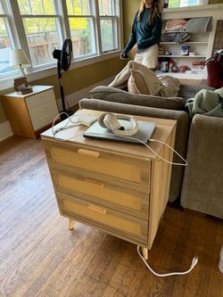 Side table with electric plug ins