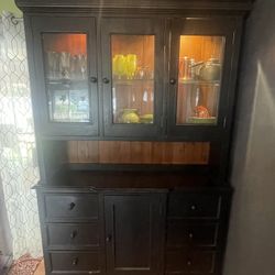 Black Solid Wood Hutch