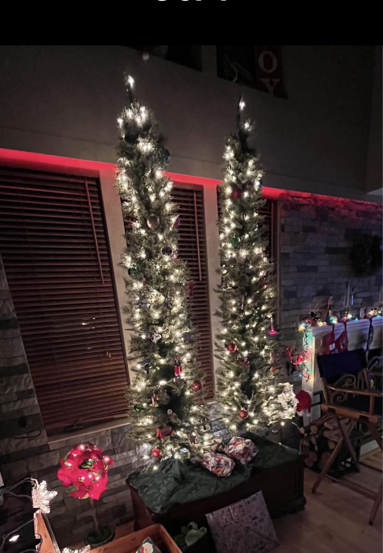 2 Like New Slim Pencil Cashmere Trees And Some Decorations $325