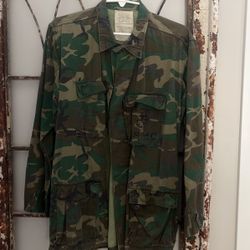 Vintage USMC Fatigue Top Woodland Camo 