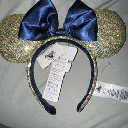 Disney Parks - Diadema con lentejuelas de Minnie para el 50 aniversario de Walt Disney World, color dorado y azul