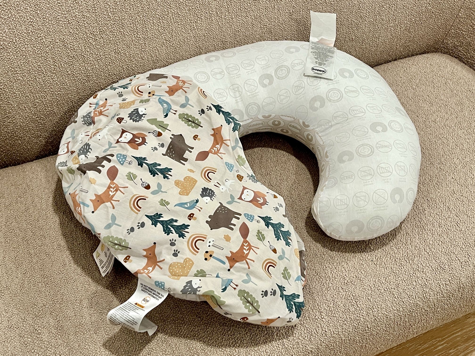 Like NEW Boppy Original Nursing Pillow - Spice Woodland Cover