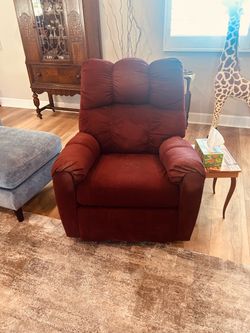 Comfy Red Fabric Recliner Armchair