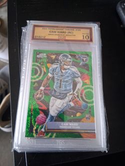 Cam Ward RC 2025 Topps Cosmic Chrome Green Refractor TGS 10