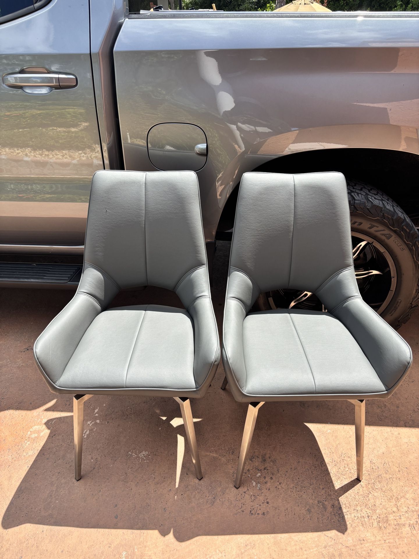 2 Grey Leather Office Chairs