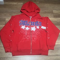 Sp5der Atlanta Red Zipper Hoodie 