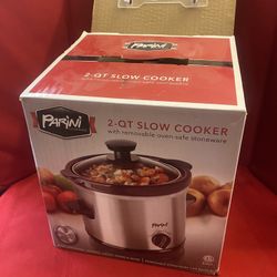 New Parini 2 Qt Slow Cooker Stainless Steel