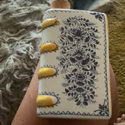 Portuguese hand-painted book flask, ceramic
