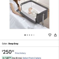 Bed Side Sleeper, Height Adjustable Bassinet Bed Easy Assemble, Breathable Mesh, for Infant/Newborn/Baby Boy/Baby Girl (Gray)