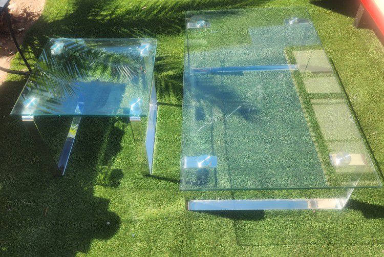 Glass Top Modern Coffee Table And End Table OBO