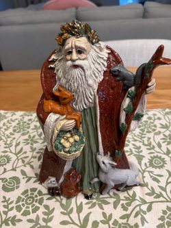 Vintage Ceramic Santa with woodland creatures
