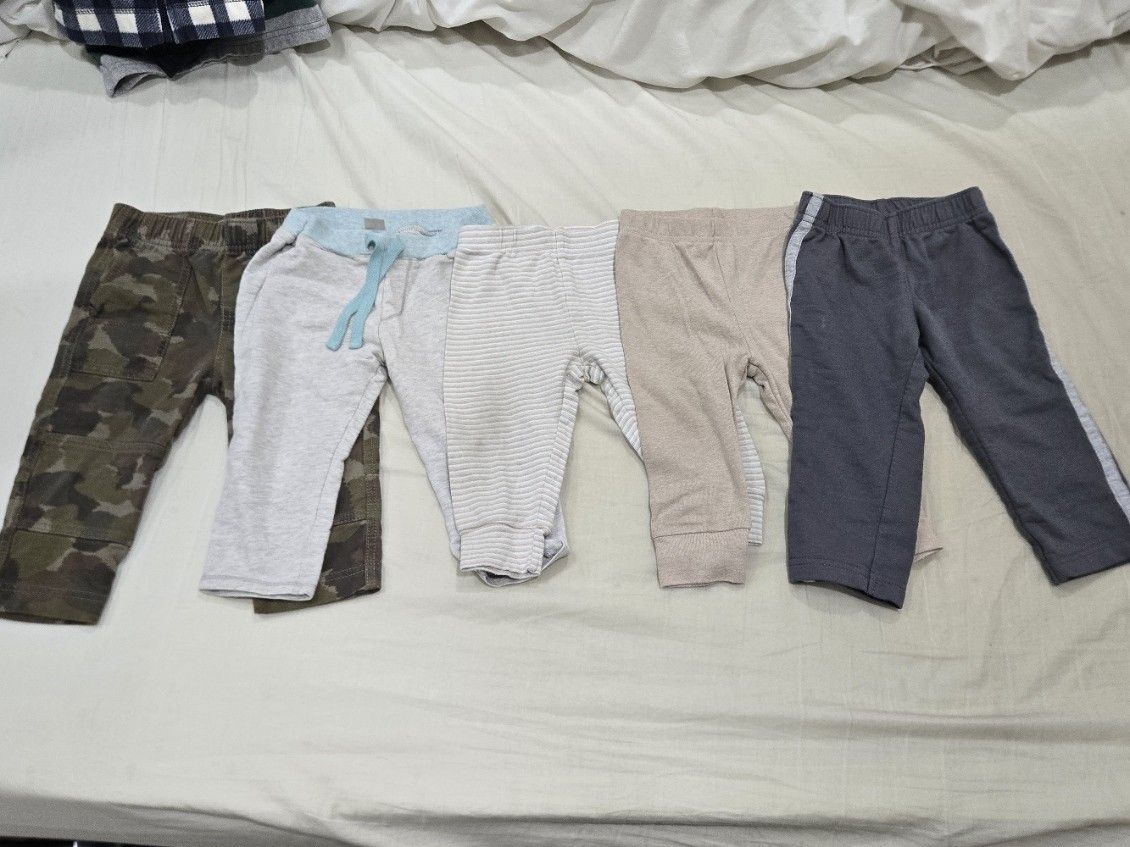 Baby Boys Pants, 5 pairs, 12 Months, Neutral, Navy, Camo