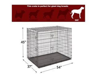 Solutions by MidWest Homes for Pets 54-Inch Drop Pin Crate for Giant Breeds Over 100 lbs, Double Door Dog Crate with Leak-Proof Tray & Secure Latches