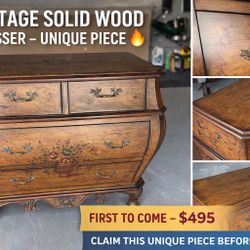 🔥 VINTAGE SOLID WOOD DRESSER – UNIQUE PIECE 🔥  ✨ Authentic vintage solid wood 