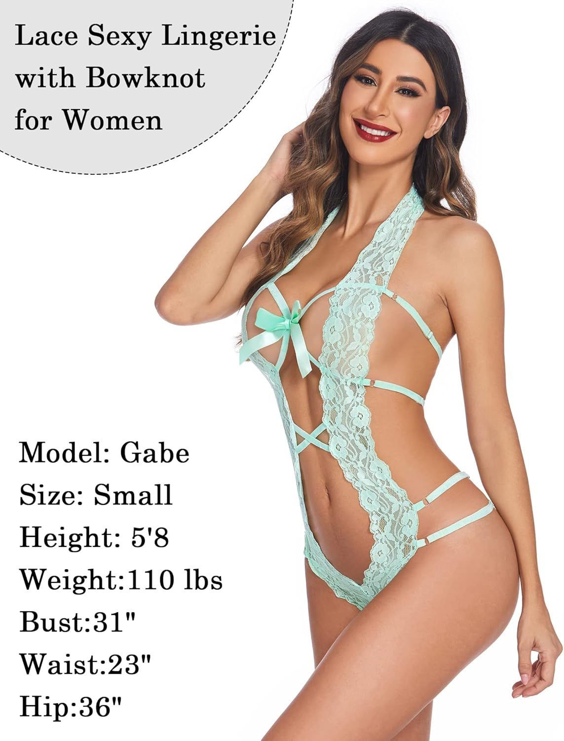 Avidlove Women Deep V Halter Lingerie Teddy One Piece Bodysuit Lace Babydoll