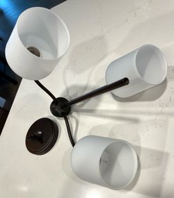 3 white frosted globe shades for hanging light fixture