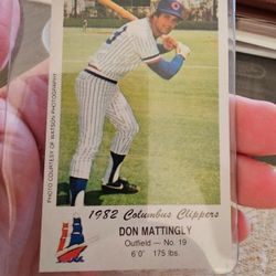 Don Mattingly 13 1982 Columbus Clippers Minor Leagues Rookie Baseball Cards Lot 