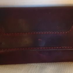 Frye Melissa Wallet Tri Fold Leather Five Slip Pockets One Zipper Pocket 14 Card Slots