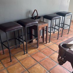 Leather Top Metal Base Barstools (4)