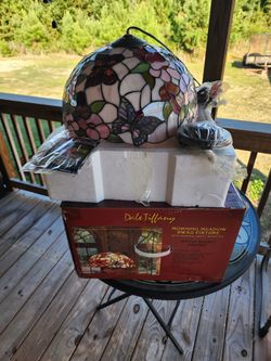 VINTAGE NEW Dale Tiffany Morning Meadow Large Swag Light Fixture w/ Butterflies