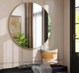 New 36 Inch Gold Round Mirror Circle Mirrors for Bathroom Entryway Living Room