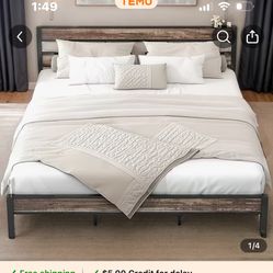 California King, Wooden Headboard, And Frame