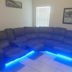  Grey Suide Couch with 3 Reclining Chairs