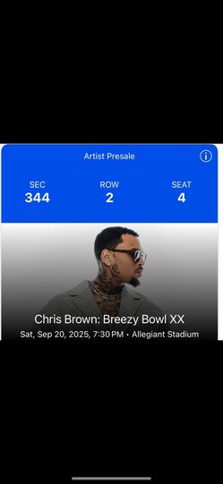 Chris Brown: Breezy Bowl XX Sat, Sep 20, 2025, 7:30 PM • Allegiant Stadium