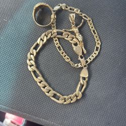Gold Bracelet Pendant And Ring