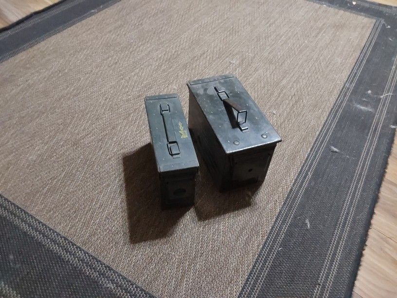2 metal ammo boxes