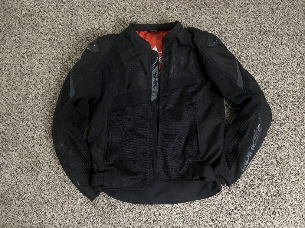 Alpinestars Black Summer Mesh Racing Jacket With Back Protection For SALE  