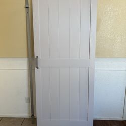 Beautiful White 36” x 84” Barn door With Silver Hardware