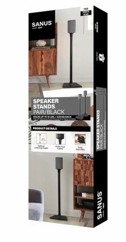 (Pair) Sanus - Universal Speaker Stands for Speakers up to 10 lbs - Built in Cable Management