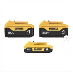 NEW DEWALT 20V MAX Lithium-Ion 2.0 Ah and (2) 4.0 Ah Battery Packs (3-Pack)