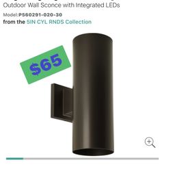 Coastal 37.2-Watt 6 in. Antique Bronze Integrated LED Outdoor Square Cast Aluminum Modern Cylinder Wall Lantern