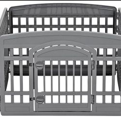 4-Panel Indoor Pet Dog Square Playpen, Puppy Playpen with Door, 24" tall, 