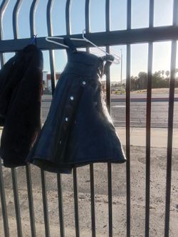 Size S/M Black Pleather skirt jumper with black fake fur jacket