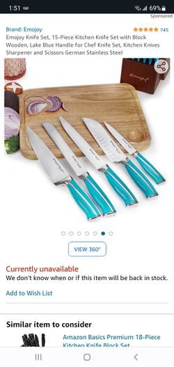 Emojoy 15pc Knife Set With Block for Sale in Temecula, CA - OfferUp