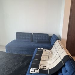 For Sale: Caleb Blue Velvet Sectional Sofa – $159