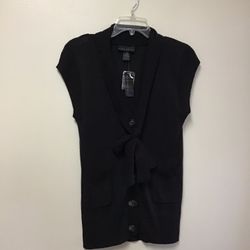 Women’s ATTENTION Rayon/nylon/acrylic black button-down cardigan sweater vest… Size small