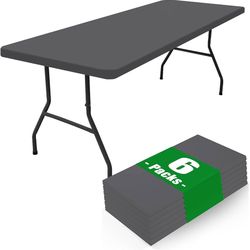 6 Pcs Spandex Picnic Table Cloth, Elastic Fitted Tablecloths for 6 Foot Rectangle Tables, Washable Patio Table Top Cap Cover for Indoor, Outdoor, Cam